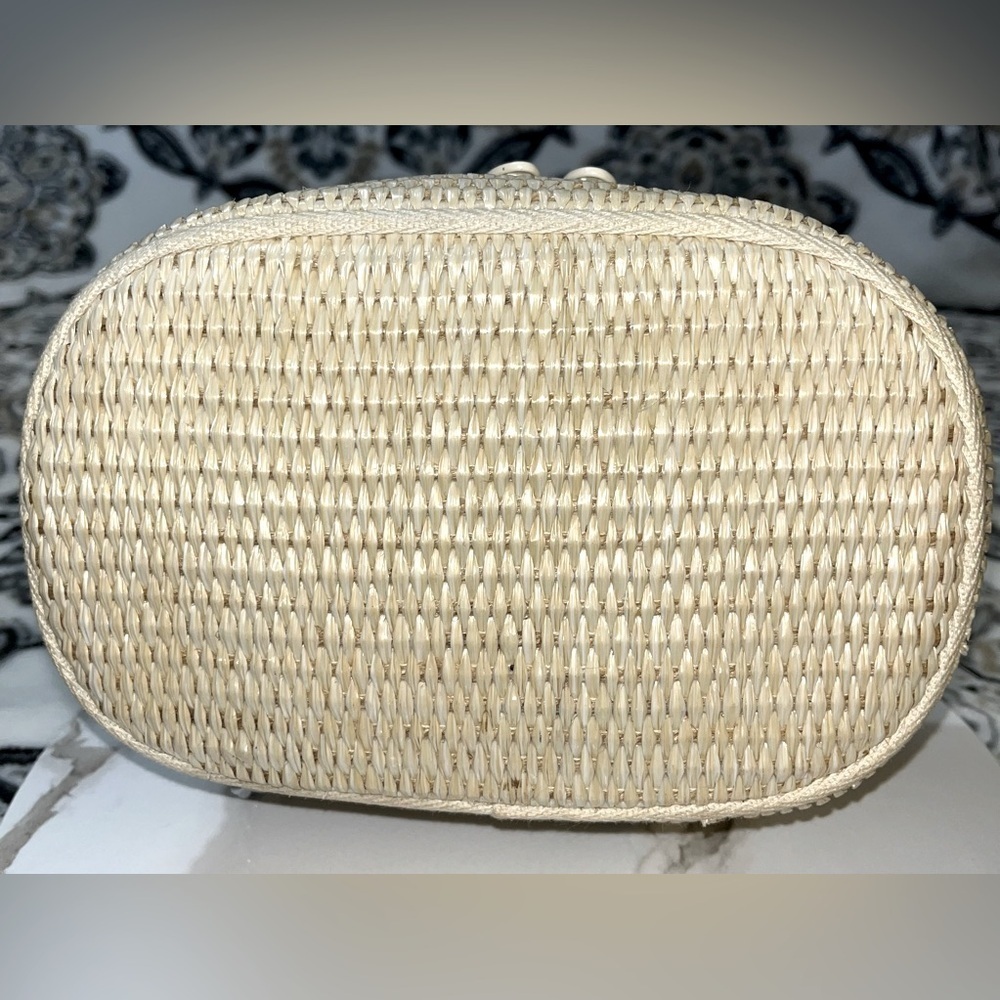 Vintage Christian DIOR Perfume Straw Weave Canvas Trim Dune Zip Tabs - Picture 9 of 14